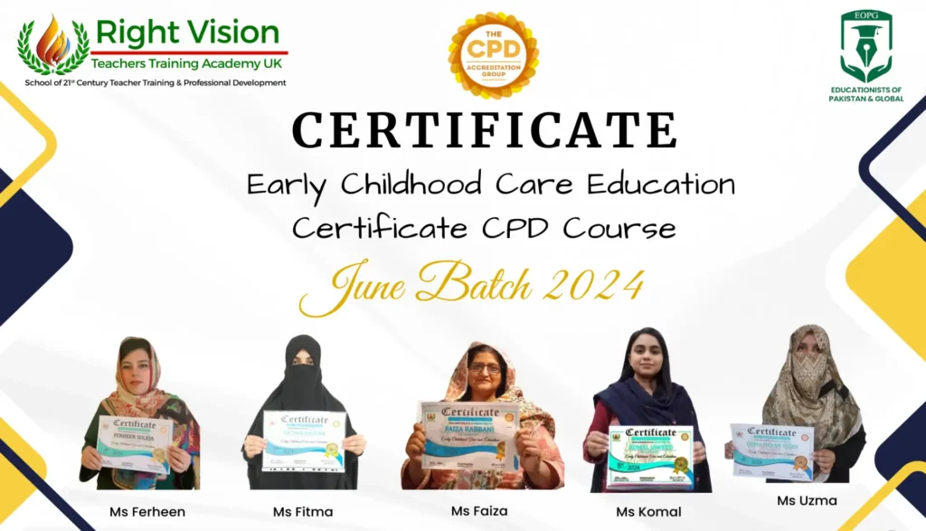 Graduates holding their Early Childhood Care Education (ECCE) certificates, confirming specialization in Teacher Training Qualifications.